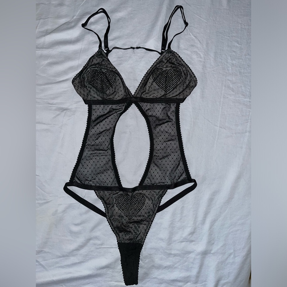 Victoria’s Secret | New | Rare Vintage Black Teddy Heart Sexy Lingerie